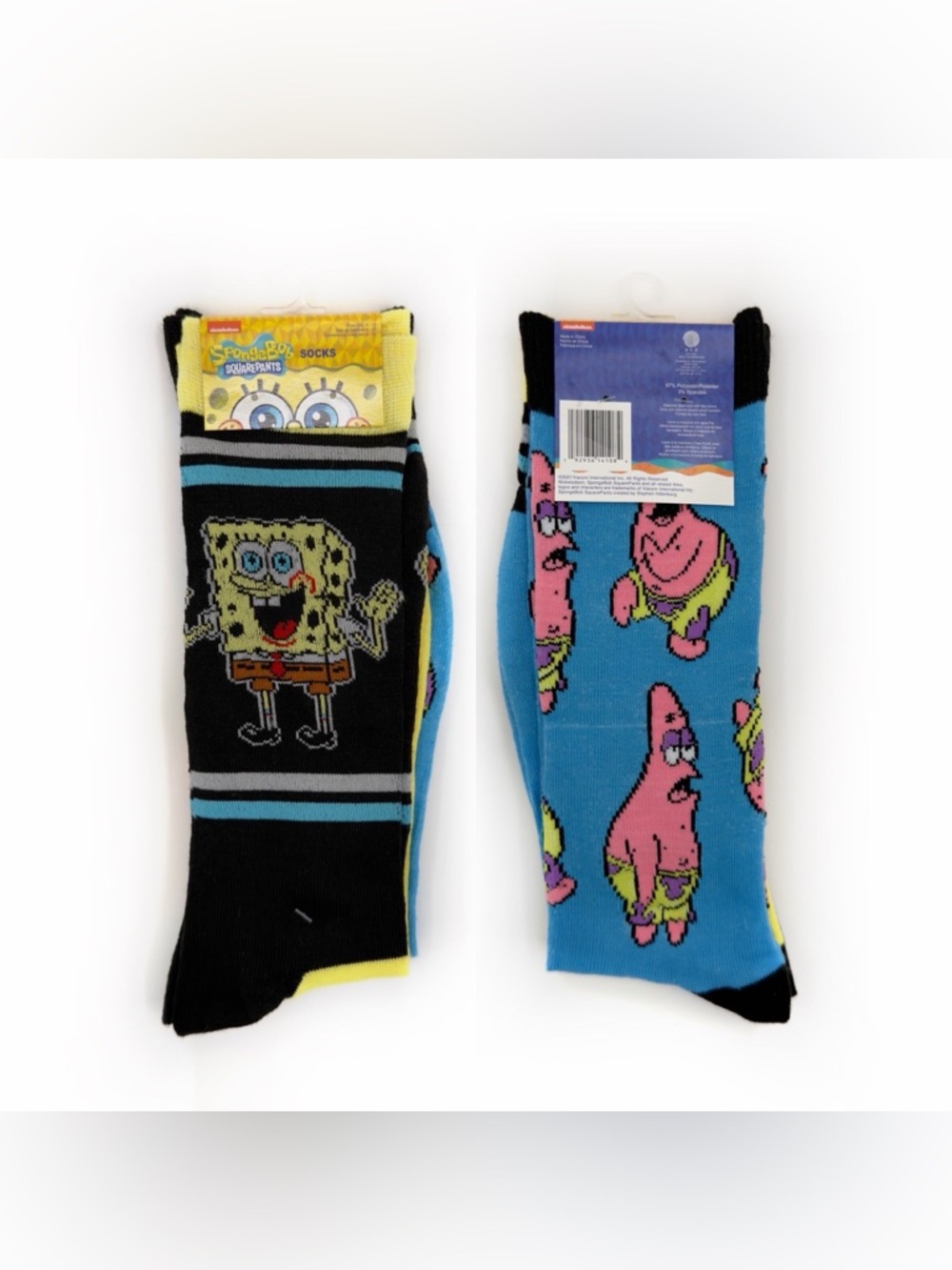 Nickelodeon SpongeBob Patrick Crew Socks Mens Womens 2 Pairs Novelty Gift Y2K